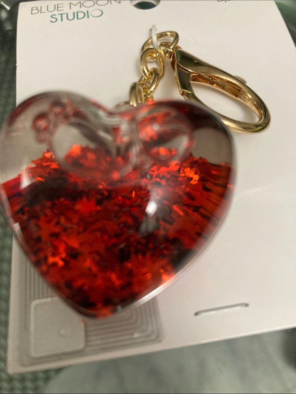 Blue Moon Studio Red Heart Glitter Keychain Card Holder